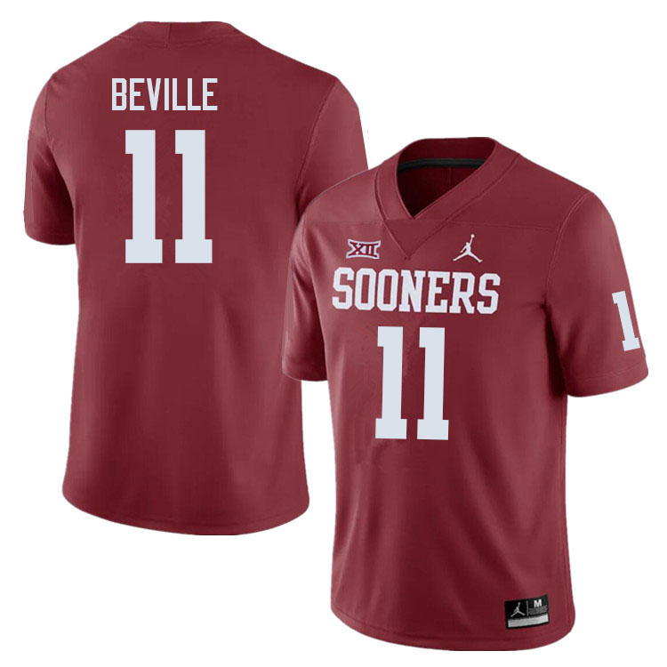 Men #11 Davis Beville Oklahoma Sooners College Football Jerseys Sale-Crimson